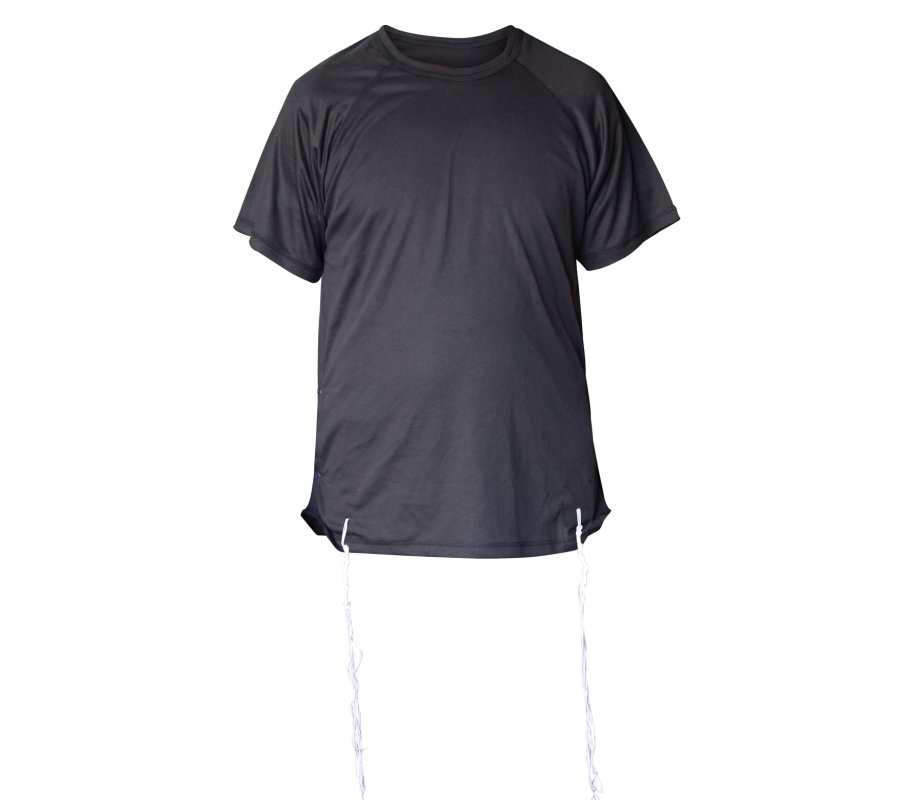 Talitnia Dry-Fit Tzitzit T-Shirt with Kosher Tzitzis, Black - Moisture-Wicking Athletic Shirt