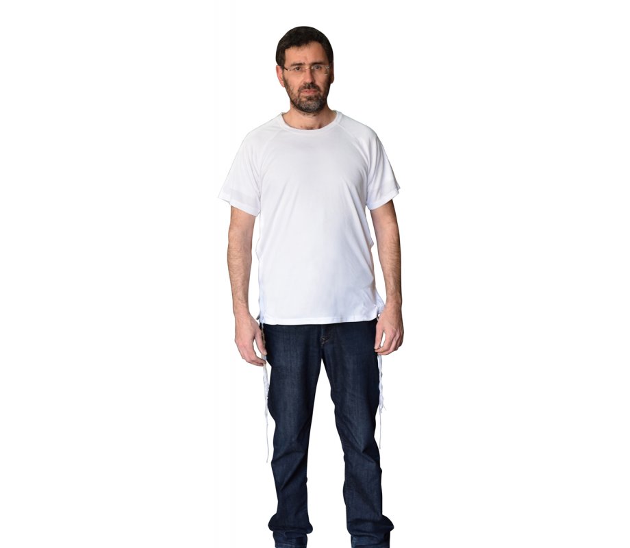 Talitnia Dry-Fit Tzitzit T-Shirt with Kosher Tzitzis, White - Moisture-Wicking Athletic Shirt