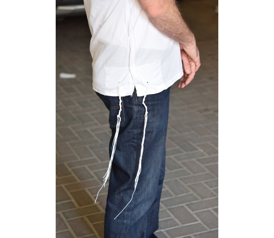 Talitnia Dry-Fit Tzitzit T-Shirt with Kosher Tzitzis, White - Moisture-Wicking Athletic Shirt