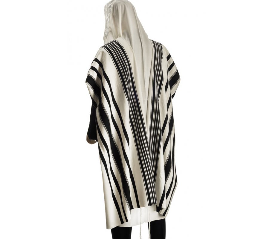 Talitnia Prima AA Tallit Premium Pure Wool Prayer Shawl - Black Stripes