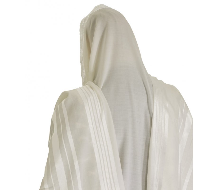 Talitnia Prima A.A Tallit Premium Pure Wool Prayer Shawl - White Stripes