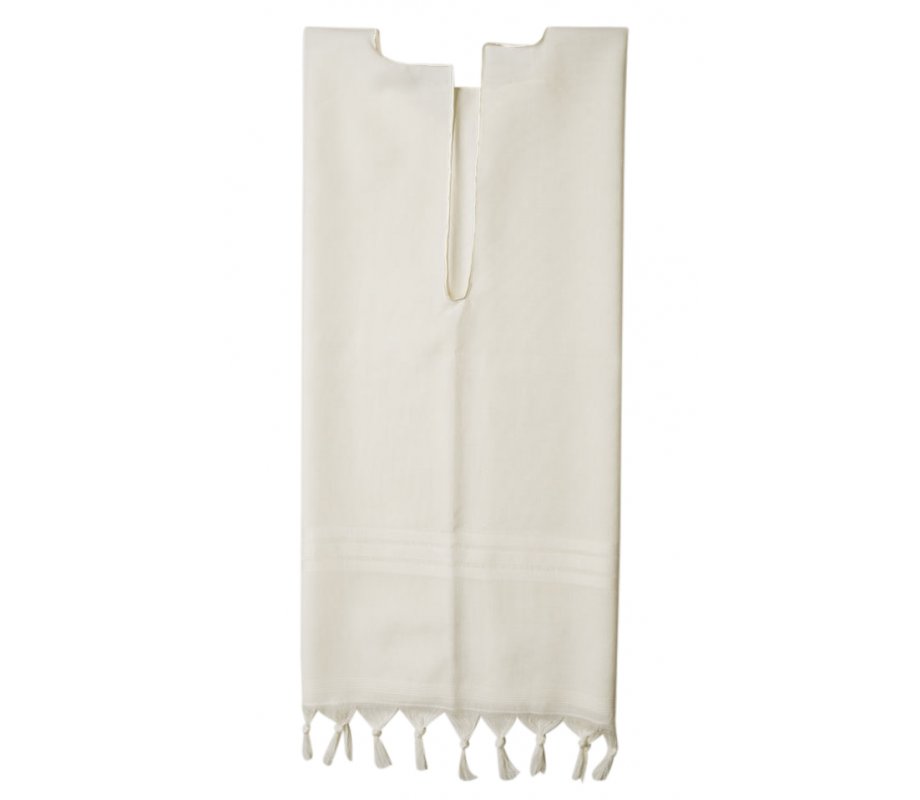 Talitnia Wool Tallit Katan - White Stripes