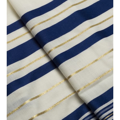 Talitnia Wool Tallit Traditional Kosher Prayer Shawl - Blue & Gold Stripes