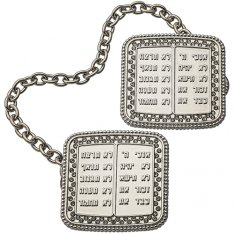 Tallit Prayer Shawl Clips, Ten Commandments - Nickel Plated