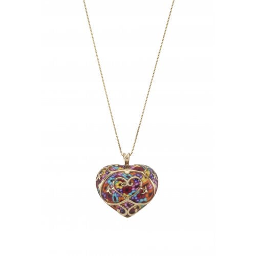 Thousand-Flowers Colorful Heart Pendant