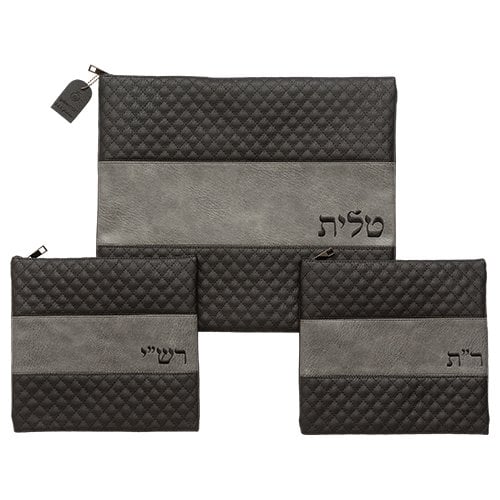 Three Bags, for Tallit & Rashi Tefillin & Rabbeinu Tam Tefillin  Black & Gray