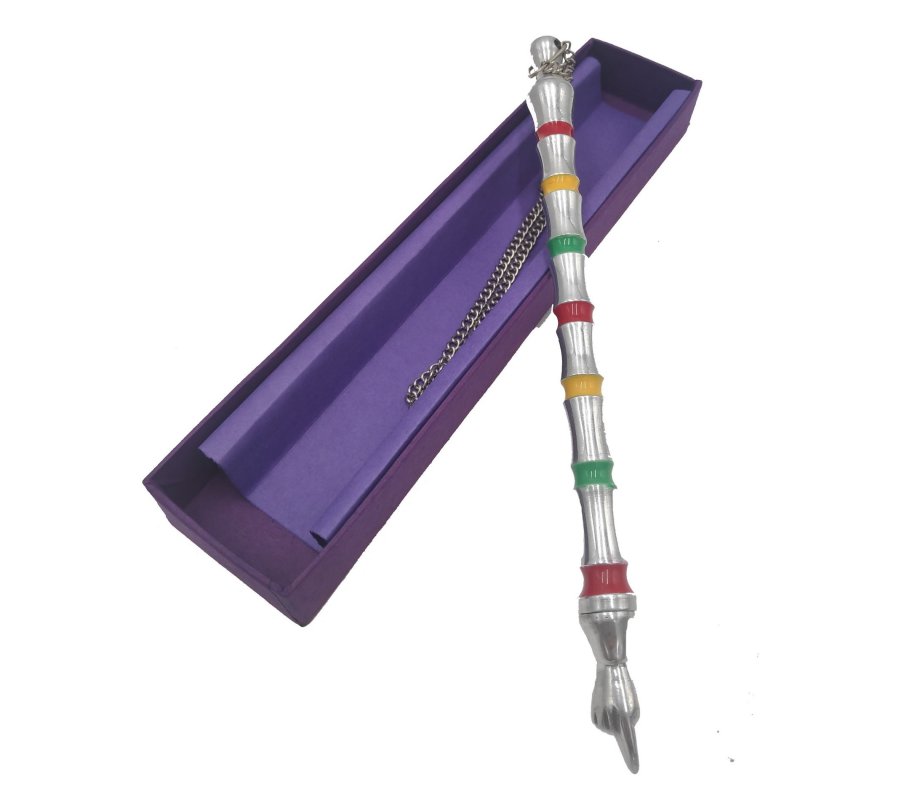 Torah Pointer Yad - Multicolored Stripes with Decorative Silver Design