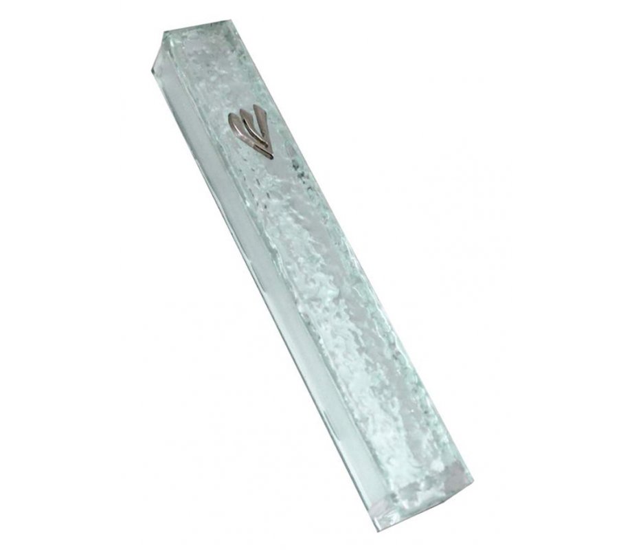 Transparent Glass Mezuzah Case – Rippling Waves Design