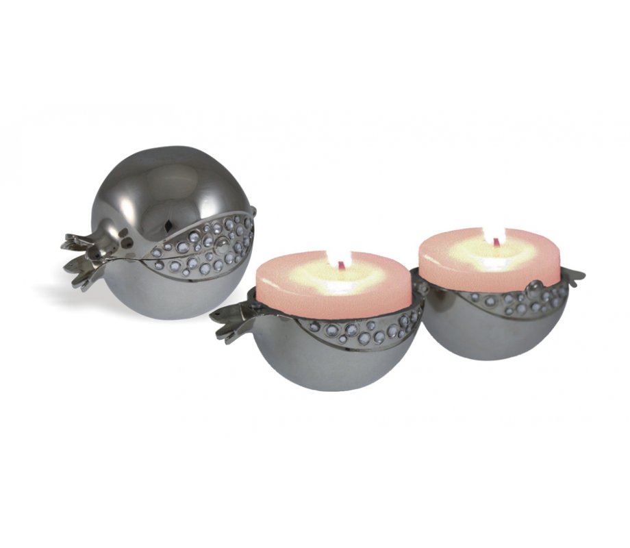 Travel Candle Holders Candlesticks Pomegranate white Stones