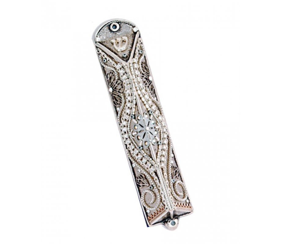 Triangular Shape Pewter Mezuzah Case - Ester Shahaf