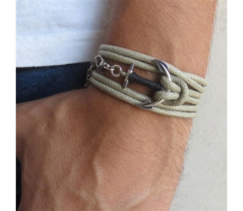 Triple Wrap Bracelet with Silver Plated Anchor - Only 1 In Stock