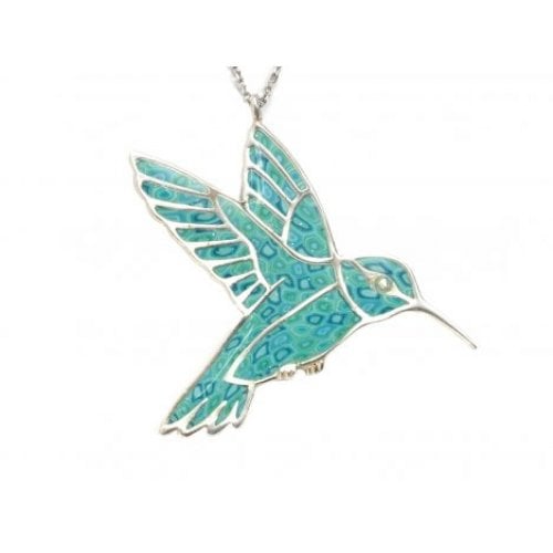 Turquoise Hummingbird Silver Pendant