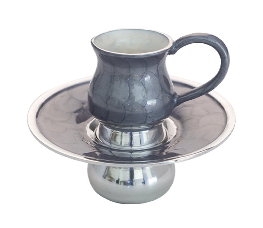 Two Piece Mayim Achronim Set, Silver and Gray - Aluminum