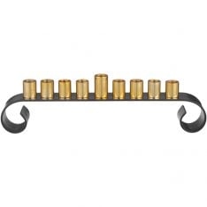 Two Tone Gold and Black Swirl Aluminum Chanukah Menorah, for Oil