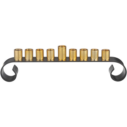 Two Tone Gold and Black Swirl Aluminum Chanukah Menorah, for Oil