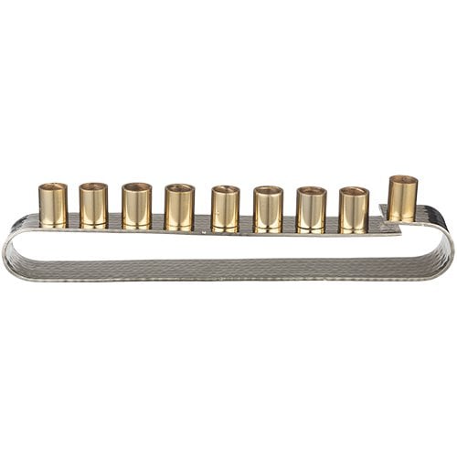 Two Tone Gold and Silver Chanukah Menorah with Double Base, for Oil