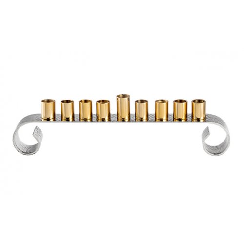 Two Tone Gold and Silver Contemporary Swirl Chanukah Menorah, for Oil