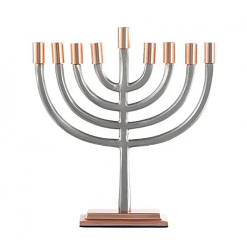 Two Tone Gold and Silver Traditional Chanukah Menorah, for Candles