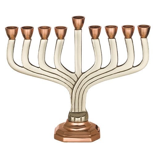 Two Tone Shades of Gold Chanukah Menorah, Contemporary Style - 10.2