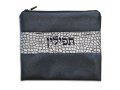 Two-Tone Black and Gray Faux Leather Tallit and Tefillin Bag - Crocodile Design