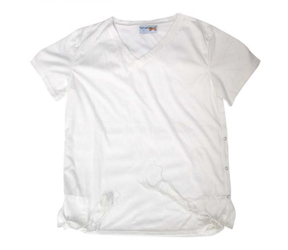 Tzitzit T-Shirt for Men with Kosher Tzitzis, White - Short Sleeve Cotton