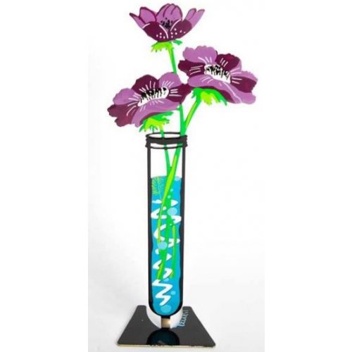 Tzuki Art Hand Painted Flower Tube Sculpture - Purple Anemone