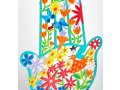 Tzuki Art Hand Painted Hamsa with Stand, Flower Display - Green Frame
