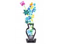 Tzuki Art Hand Painted Wildflowers and Butterfly in Vase on Base - Blue