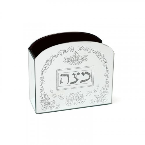 Upright Matzah Holder, Wood and Crystal - Floral Decoration