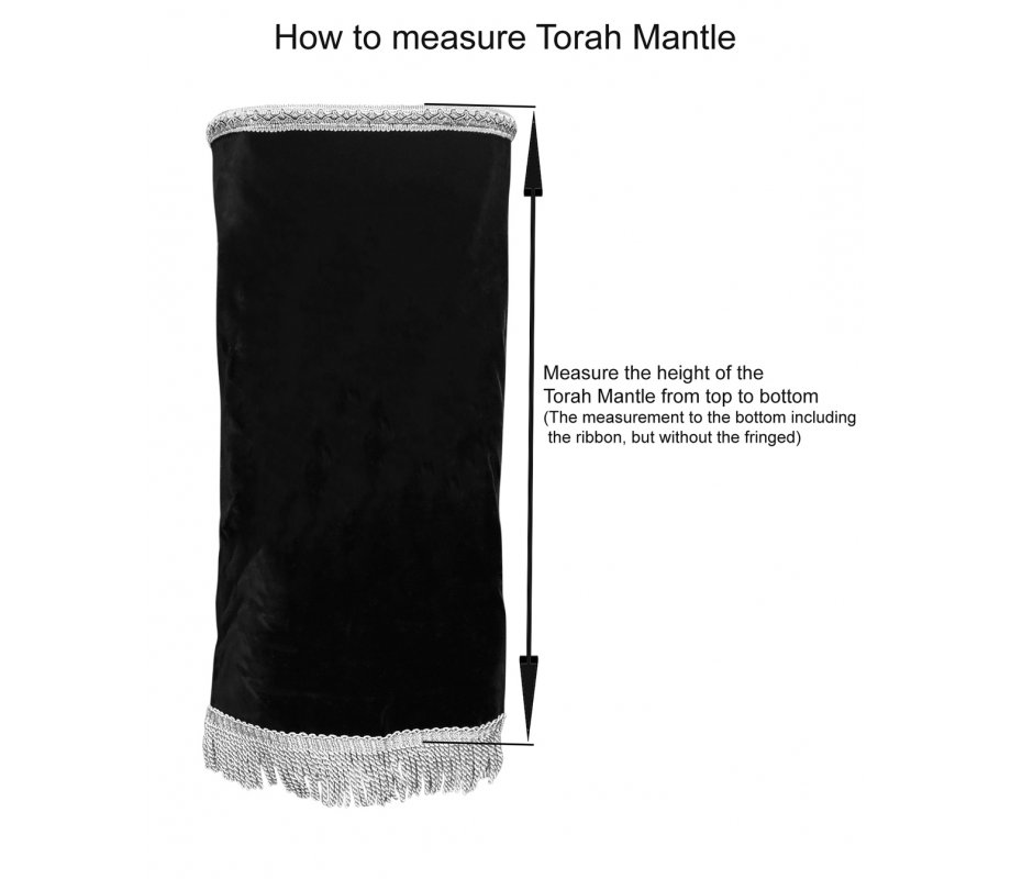 Velvet Torah Mantle Cover for Torah Scroll - Geometric with Hebrew Blessing Words