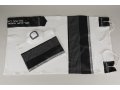 White, Black and Silver Tallit Set - Galilee Silk