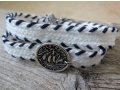 White Cord Bracelet for Men with Coin Element