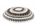 White DMC Knitted Kippah with White and Green Concentric Circles