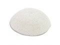 White Knitted Kippah with Silver Border Stripe