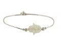 White Opal Hamsa Silver Bracelet