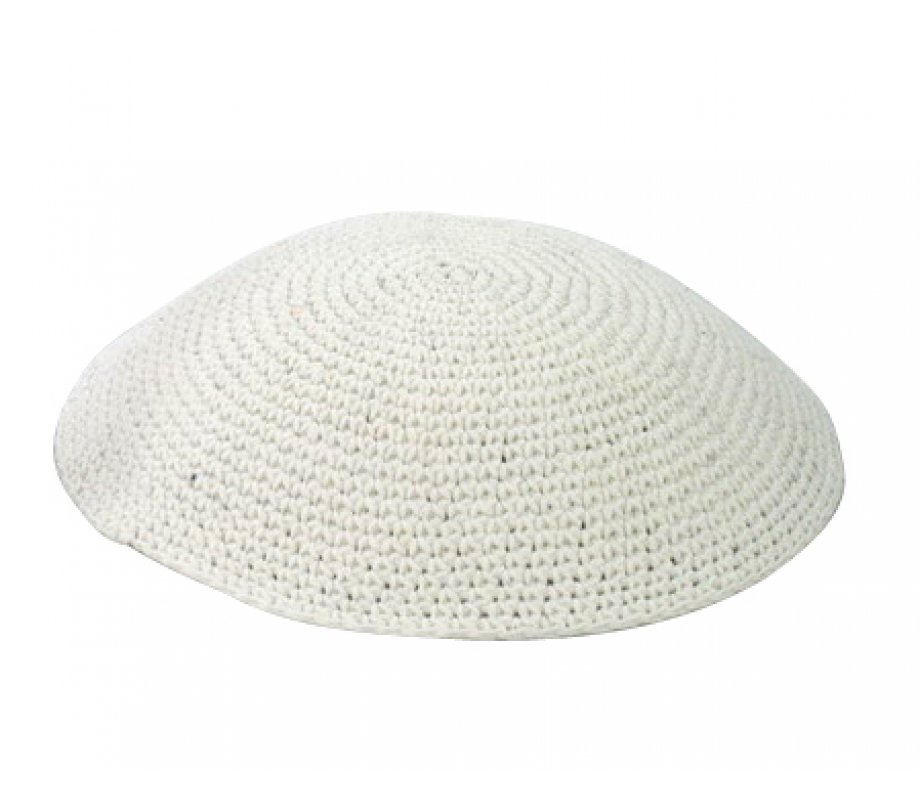White Thick Knitted Kippah
