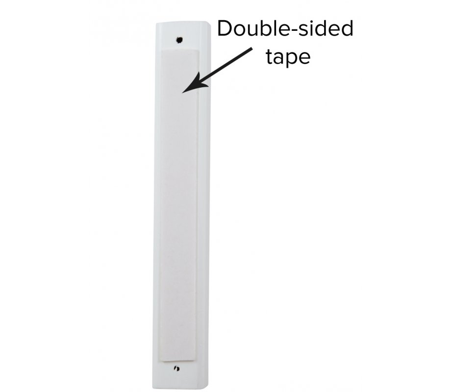 White Wood Mezuzah Case with Silver Shin Outline