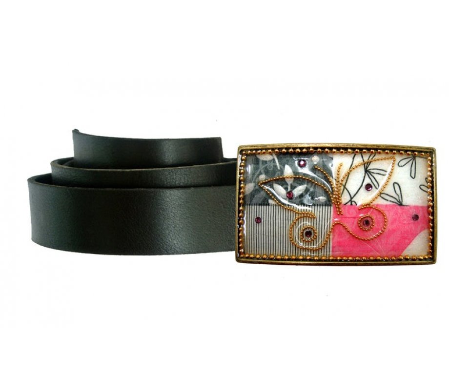 Woman's Belt with Butterfly Leaf Design Buckle by Iris Design
