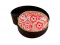 Woman's Belt with Oval Pink Flower Design Buckle by Iris Design