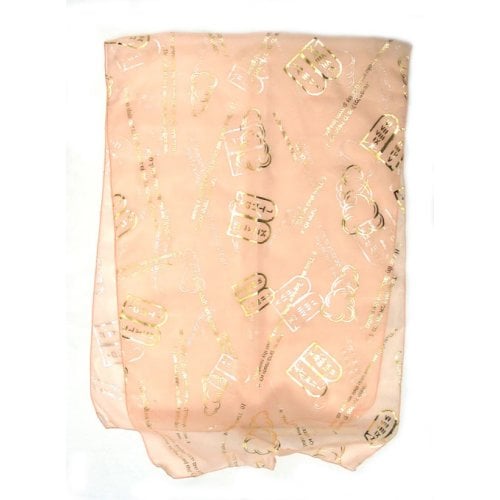 Womans Head Scarf, Ten Commandments in Hebrew and English - Peach