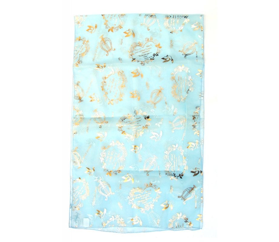 Womens Head Scarf, Song of Songs Verse with Harp Dove Images - Turquoise or Blue