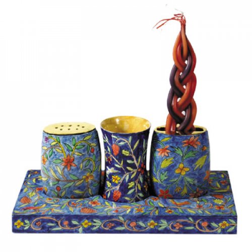 Yair Emanuel - Shabbat Candles and Havdalah Set, Hand Painted Wood – Oriental