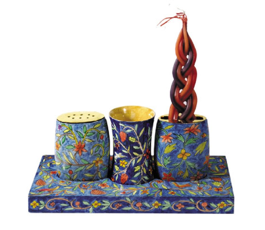 Yair Emanuel - Shabbat Candles and Havdalah Set, Hand Painted Wood – Oriental