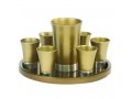 Yair Emanuel Aluminum Kiddush Goblet and Six Cups with Tray - Metallic Colors
