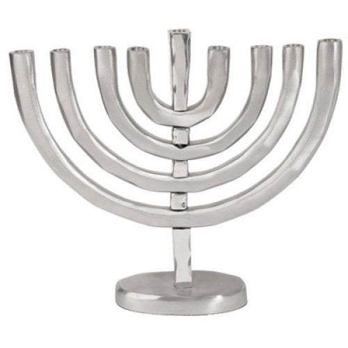 Yair Emanuel Anodized Aluminum Classic Arch Hanukkah Menorah - Silver