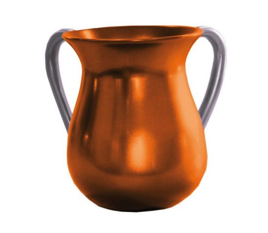 Yair Emanuel Anodized Aluminum Classic Netilat Yadayim Wash Cup - Orange
