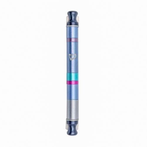 Yair Emanuel Anodized Aluminum Cylinder Mezuzah Case, Stripes - Blue