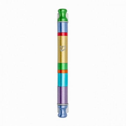 Yair Emanuel Anodized Aluminum Cylinder Mezuzah Case, Stripes - Multicolor