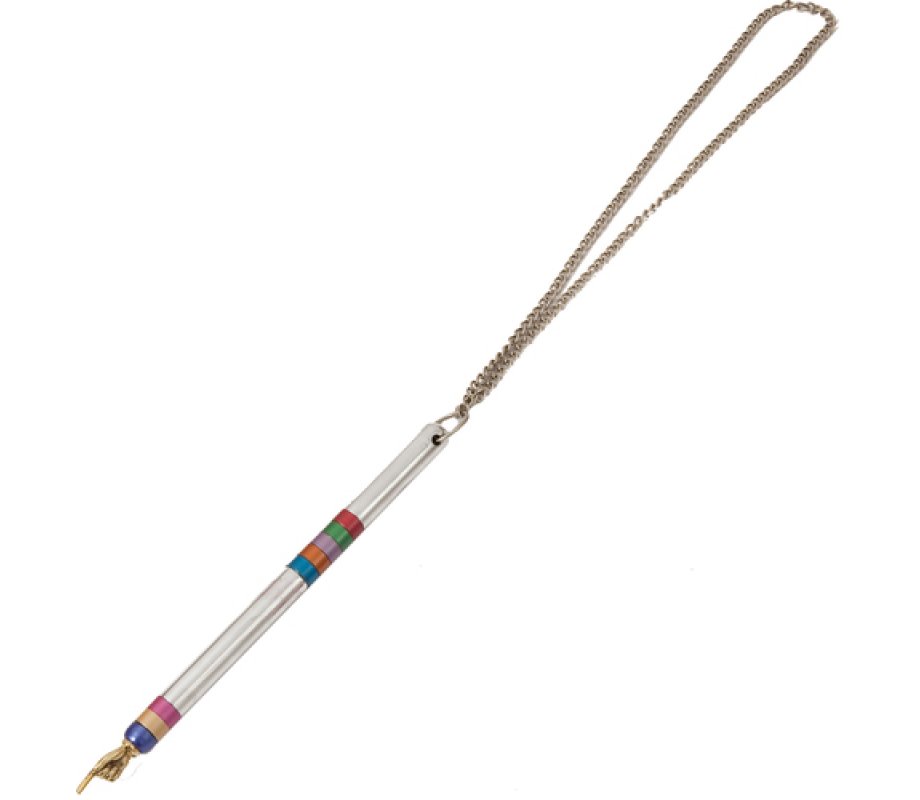 Yair Emanuel Anodized Aluminum Silver Torah Pointer Yad - Multicolor Bands