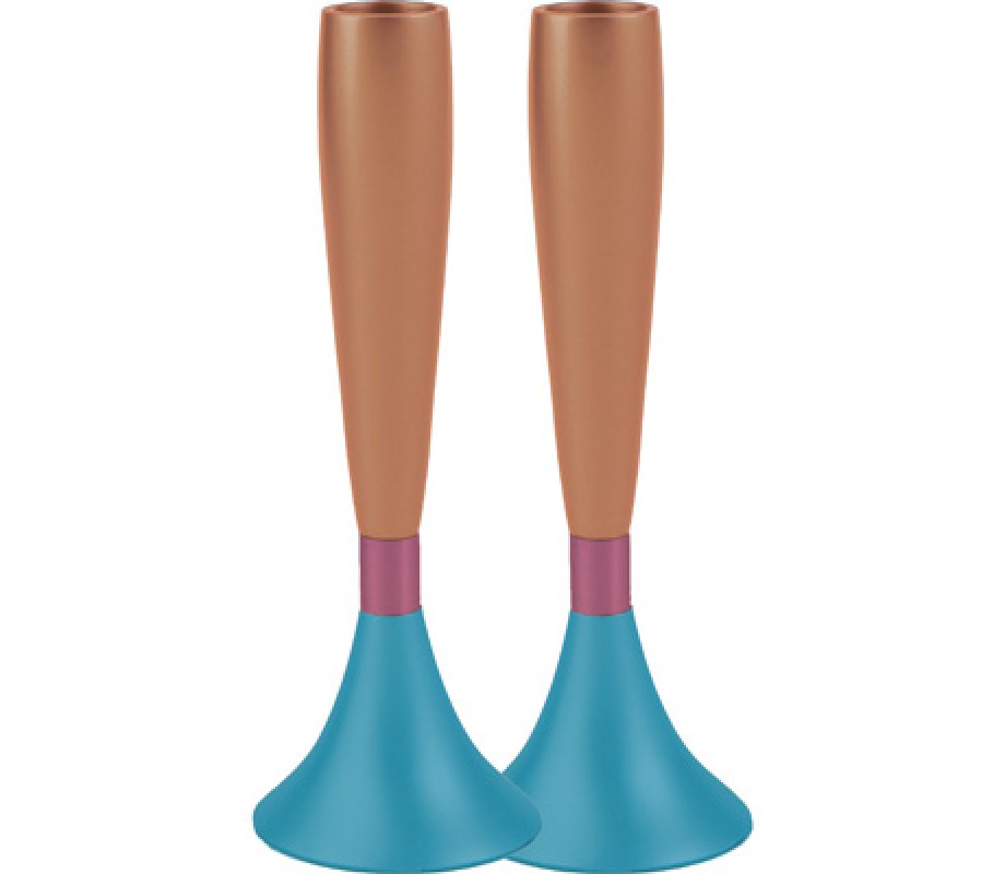 Yair Emanuel Anodized Aluminum Slender Candlesticks - Two-Tone